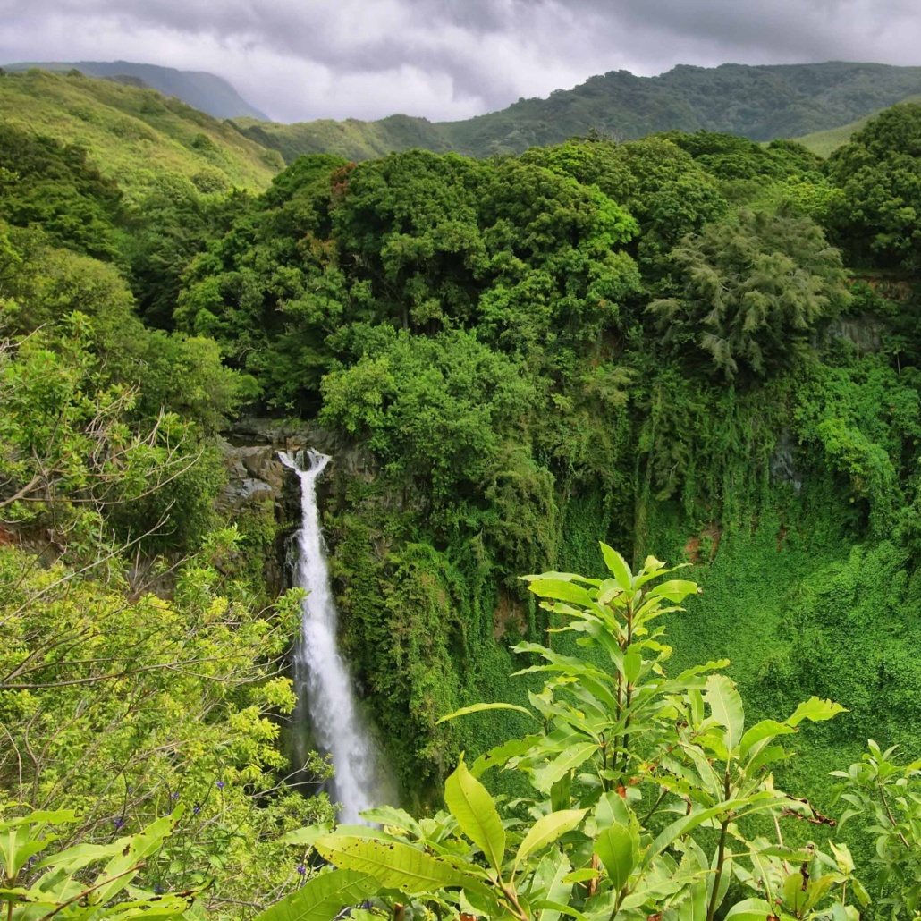 bluehawaiian full maui helicopter tour makahiku falls on maui slide