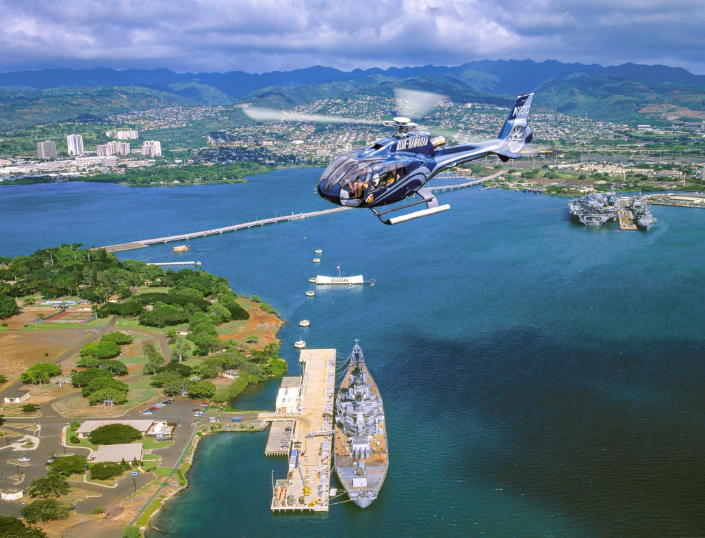 soar over pearl harbor blue hawaiian helicopter tour