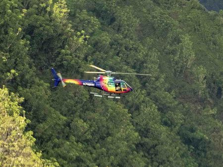 Koolau Mountains Aerial Helicopter in flight Oahu