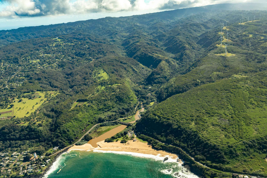 North Shore Aerial Waimea Valley and Beach Oahu