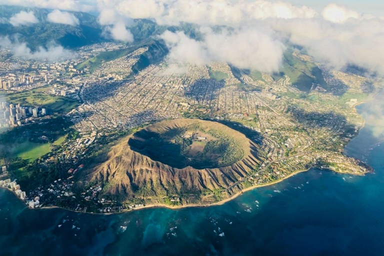 bluehawaiian oahu aerial tour iconic silhouette of diamond head