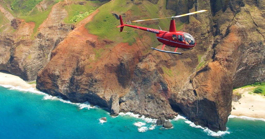 Robinson Helicopter Fly Over The Na Pali Coast Kauai