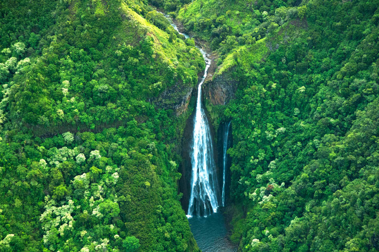 a beautiful view of jurassic falls kauai