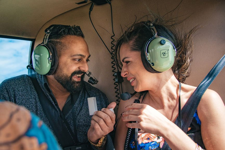a memorable proposal rainbow helicopters
