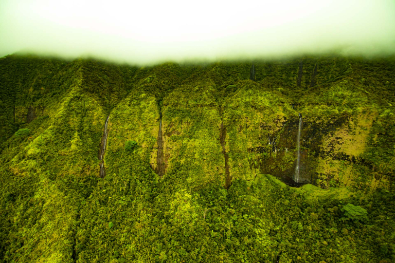 gorgeous views of many waterfalls in mount waialeale kauai hawaii