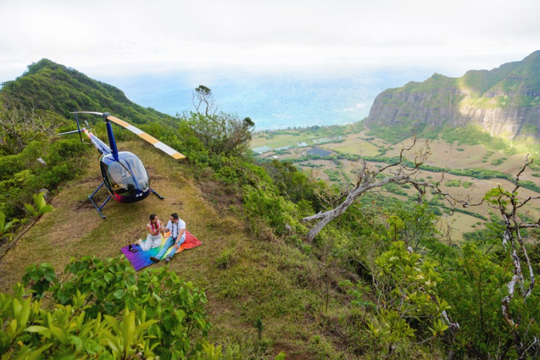 proposal flight romantic landing oahu rainbow helicopters
