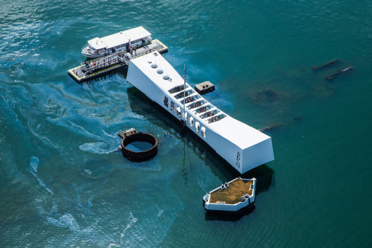 a memorable slow pass over pearl harbor and the uss arizona memorial oahu hawaii
