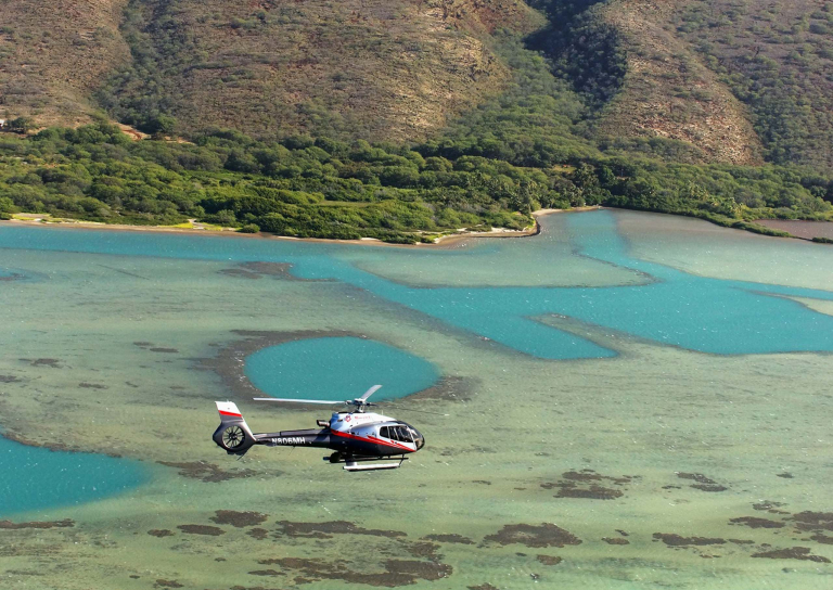 maverickhelicopter slide molokai voyage beautiful pond