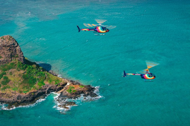 rainbow helicopters flying above chinamans hat