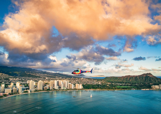 rainbowhelicopters waikiki sunset fligh city view