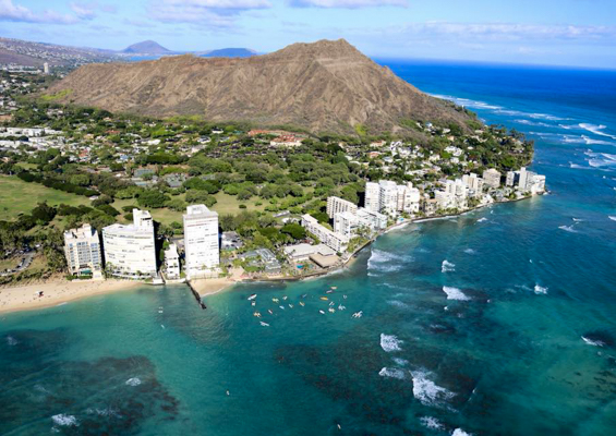 rainbowhelicopters waikiki sunset fligh diamond head the waikiki shoreline