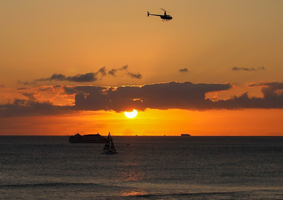 rainbowhelicopters waikiki sunset fligh slide sunset flight