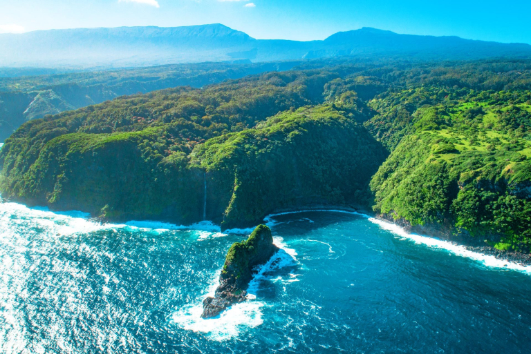 see jurassic rock from above maui hawaii