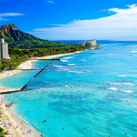 waikiki beach and diamond head oahu product image