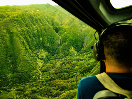 waterfalls in hana lush tropical from a helicopter tour in maui