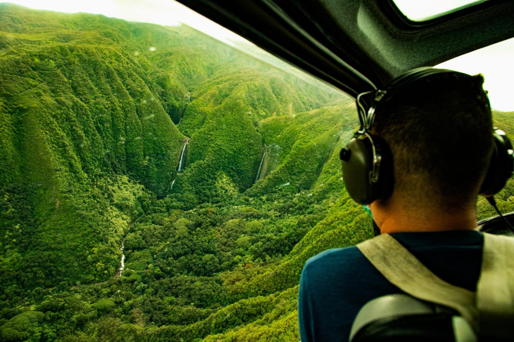 waterfalls in hana lush tropical views from a helicopter tour in maui