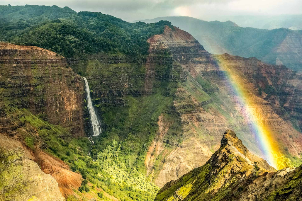 Waimea Canyon Waterfall and Rainbow Kauai