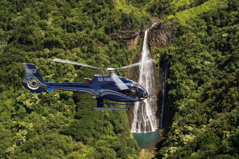 bluehawaiian kauai helicopter discovery jurassic falls